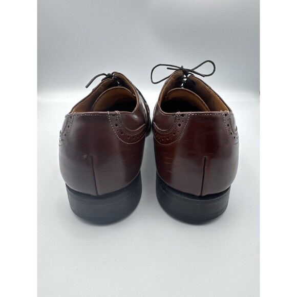 FLAW Johnston & Murphy Optima Mens 10 D/B Wingtip Oxford Shoes Brown USA Leather - Picture 5 of 10